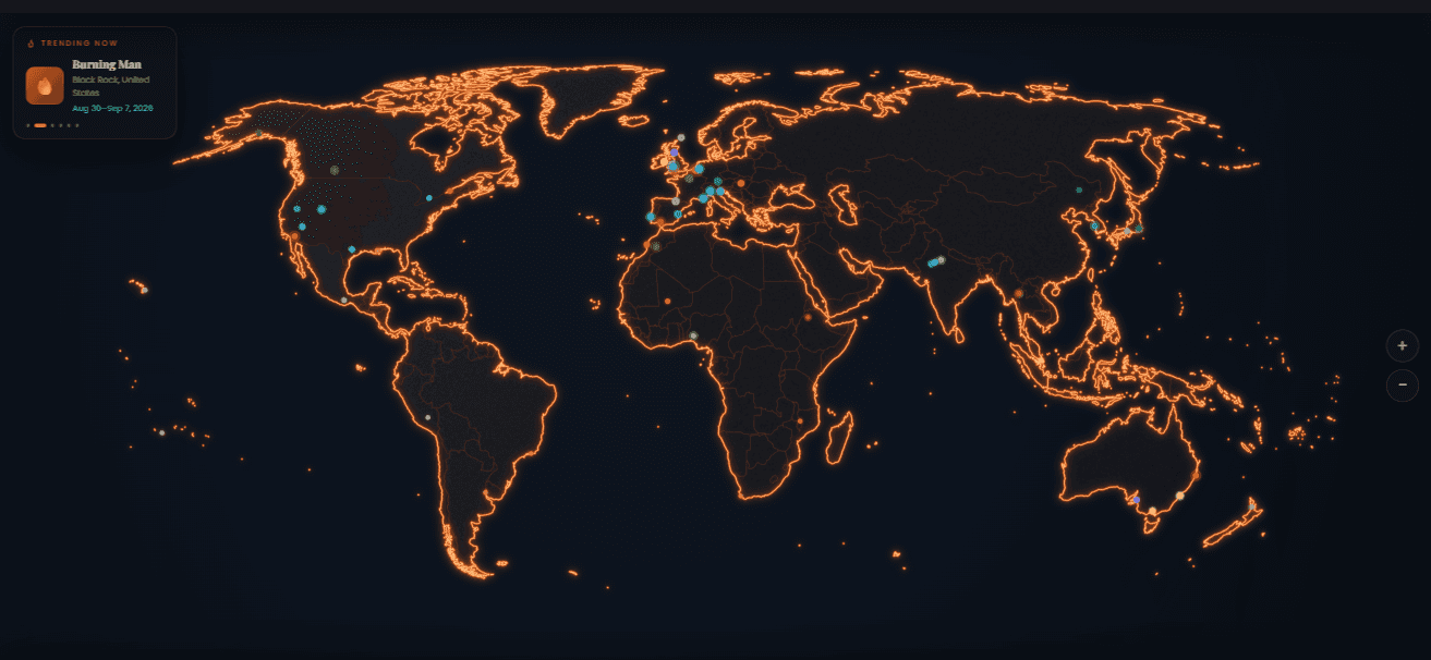 Eventisimus interactive festival map - dark